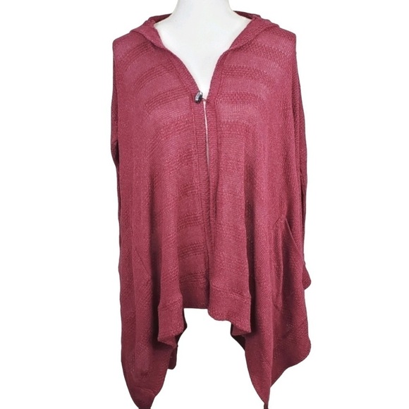 American Eagle Drape Hoodie Cardigan Hi Low Hem - Picture 1 of 13